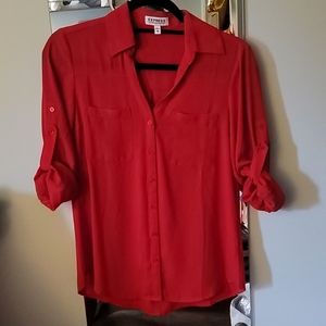Express Red Portofino Button Up